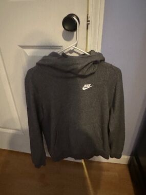 Nike Charcoal Gray Pullover Hoodie with White Swoosh